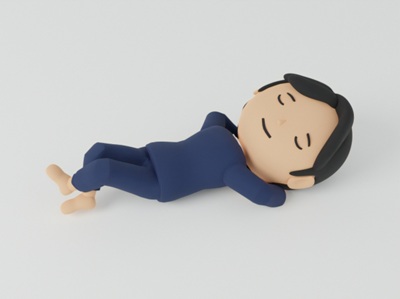 ルームウェアを着て寝ている無職の男性のイラスト